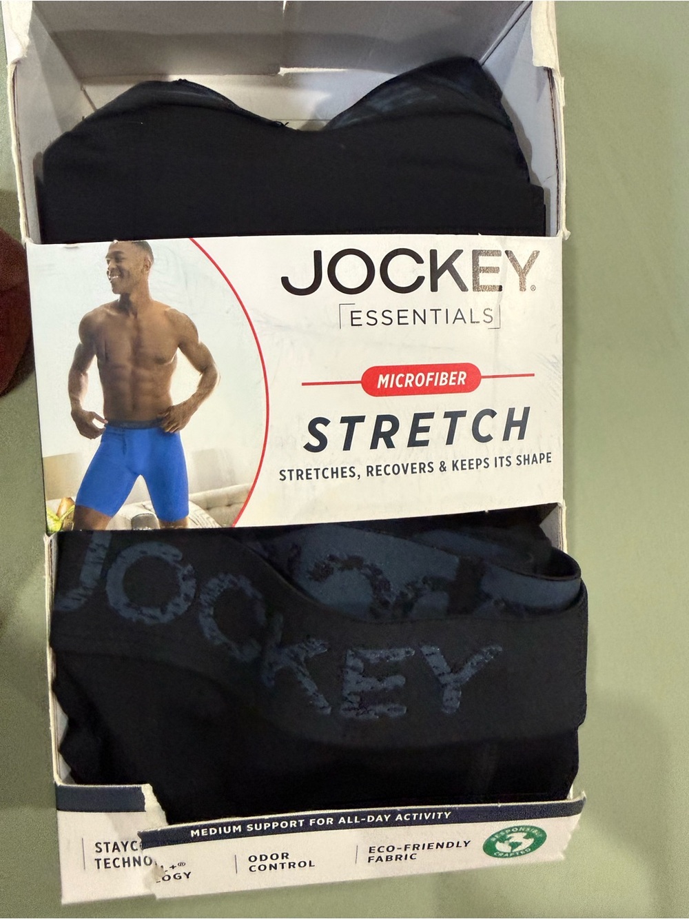 Jockey Essentials Black Microfiber Stretch Boxer Briefs - 2 pairs
